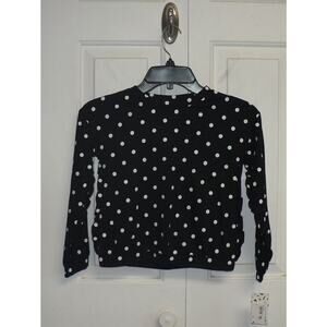 Harper Canyon Girls Long Sleeve Polka Dot Ruffle Top in Black Ivory Dots Size 5